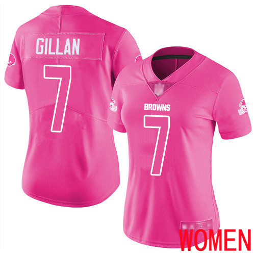 Cleveland Browns Jamie Gillan Women Pink Limited Jersey #7 NFL Football Rush Fashion->women nfl jersey->Women Jersey